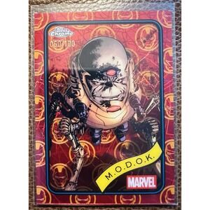 2025 Topps Chrome Marvel‎ M.O.D.O.K. Iron Man Red & Gold Lazer Refractor /100
